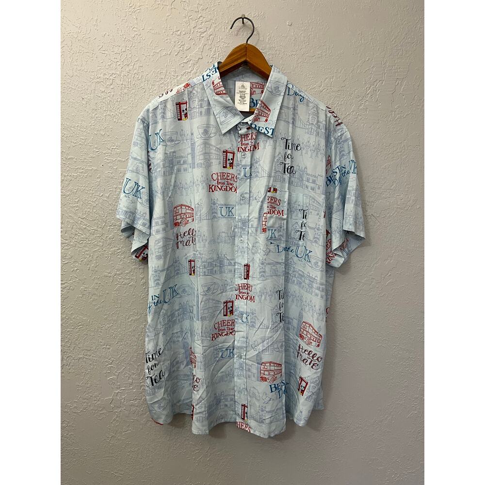 Disney Parks UK London Mickey Phone‎ Booth Shirt Mens XXL Button Up England